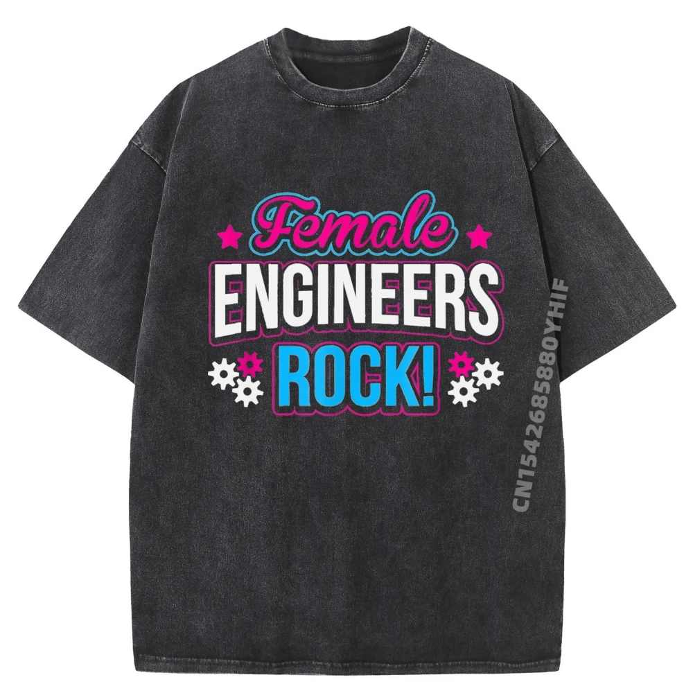 

Female Engineers Rock Mechanical Electrical Math Cute Graphic T Shirts Fall Shirts Mens Clothing Fashion Washed Shirt