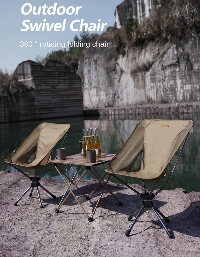 

360 Degree Swivel Camping Chair Beach Chairs Detachable Portable Chair Aluminum Alloy Stand Load Bearing 120kg Outdoor Furniture