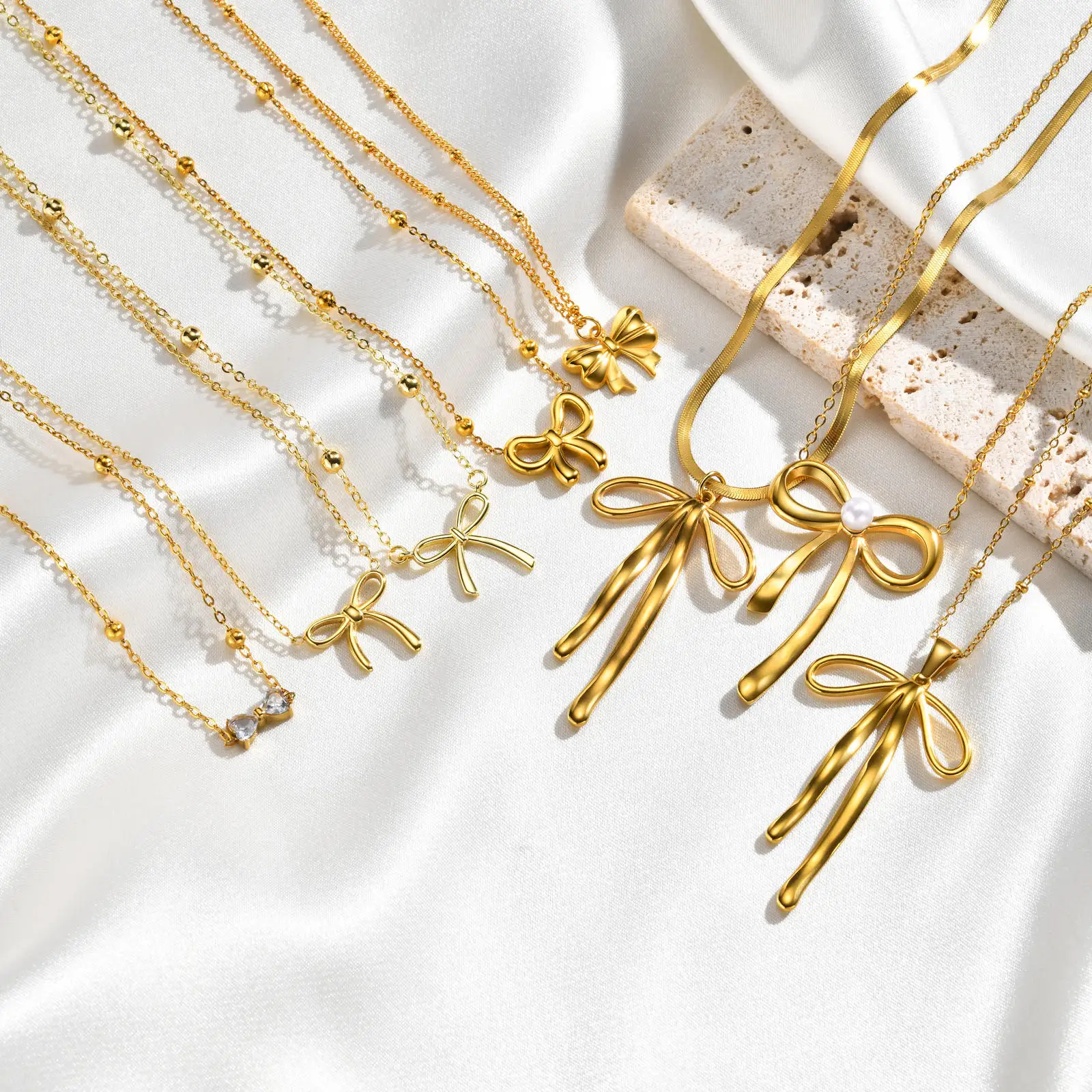 Vnox 2-teiliges Edelstahl-Halsketten-Set mit goldfarbenem Schmetterlingsanhänger, verstellbare Länge der Kette, Abstandsperlen, eleganter Alltagsschmuck – Detail 15