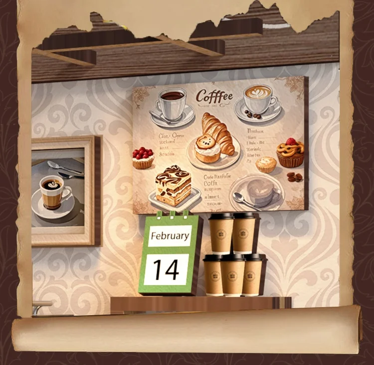 교육용 DIY 미니어처 하우스 키트 친환경 나무 퍼즐 DIY 미니어처 인형의 집 키트 커피 스타일 DIY 인형의 집