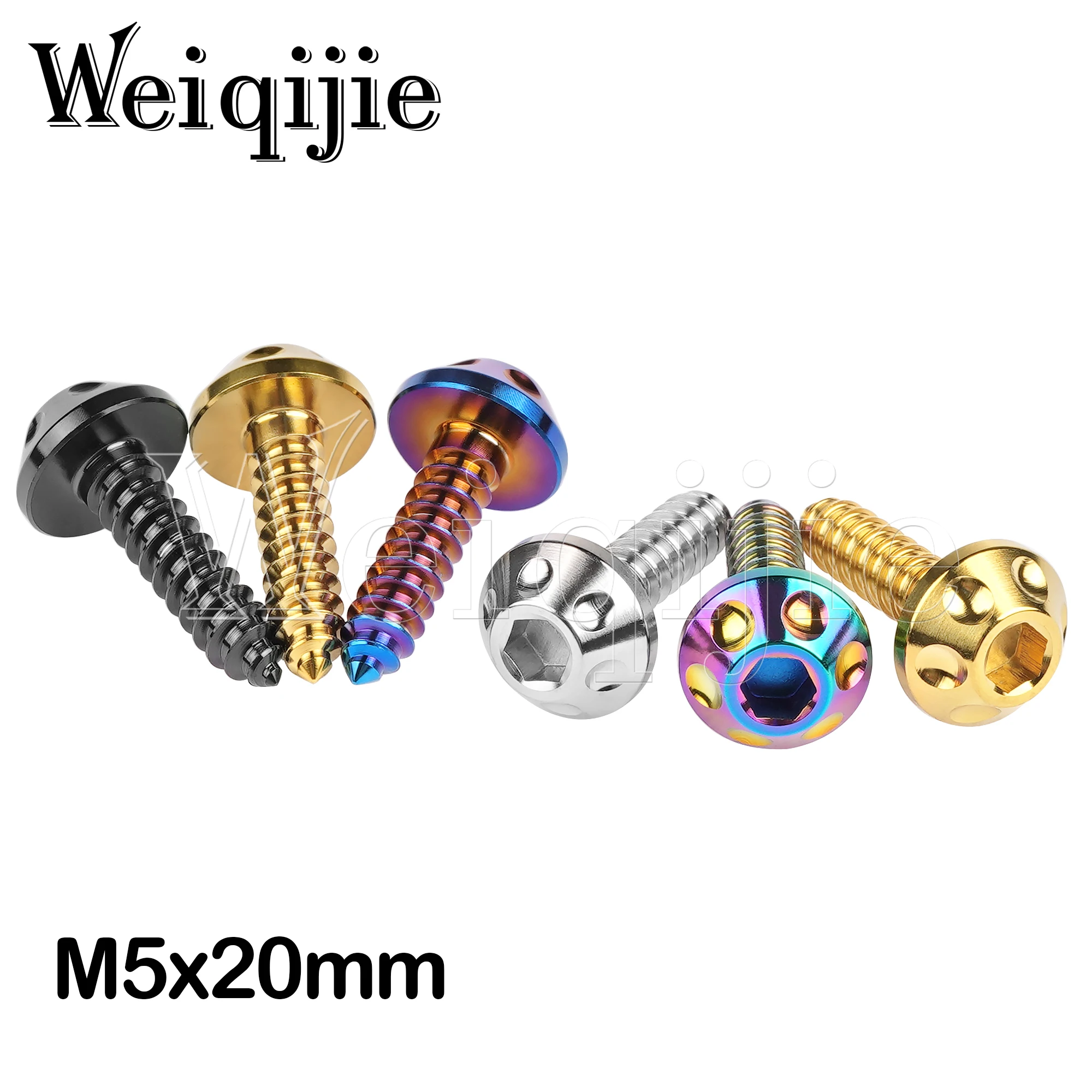 

Weiqijie 4Pcs Titanium Bolt M5x20mm Self-Tapping Button Hex Head Screws Bolt for Motorcycle Bike Car