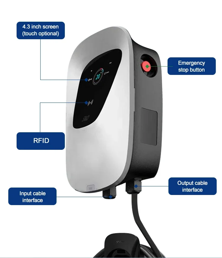 HOME USE Wall Mounted Single Phase 7Kw Ac Gbt Type 1 Type 2 Ev Car Charger Charging Station with Rfid Card