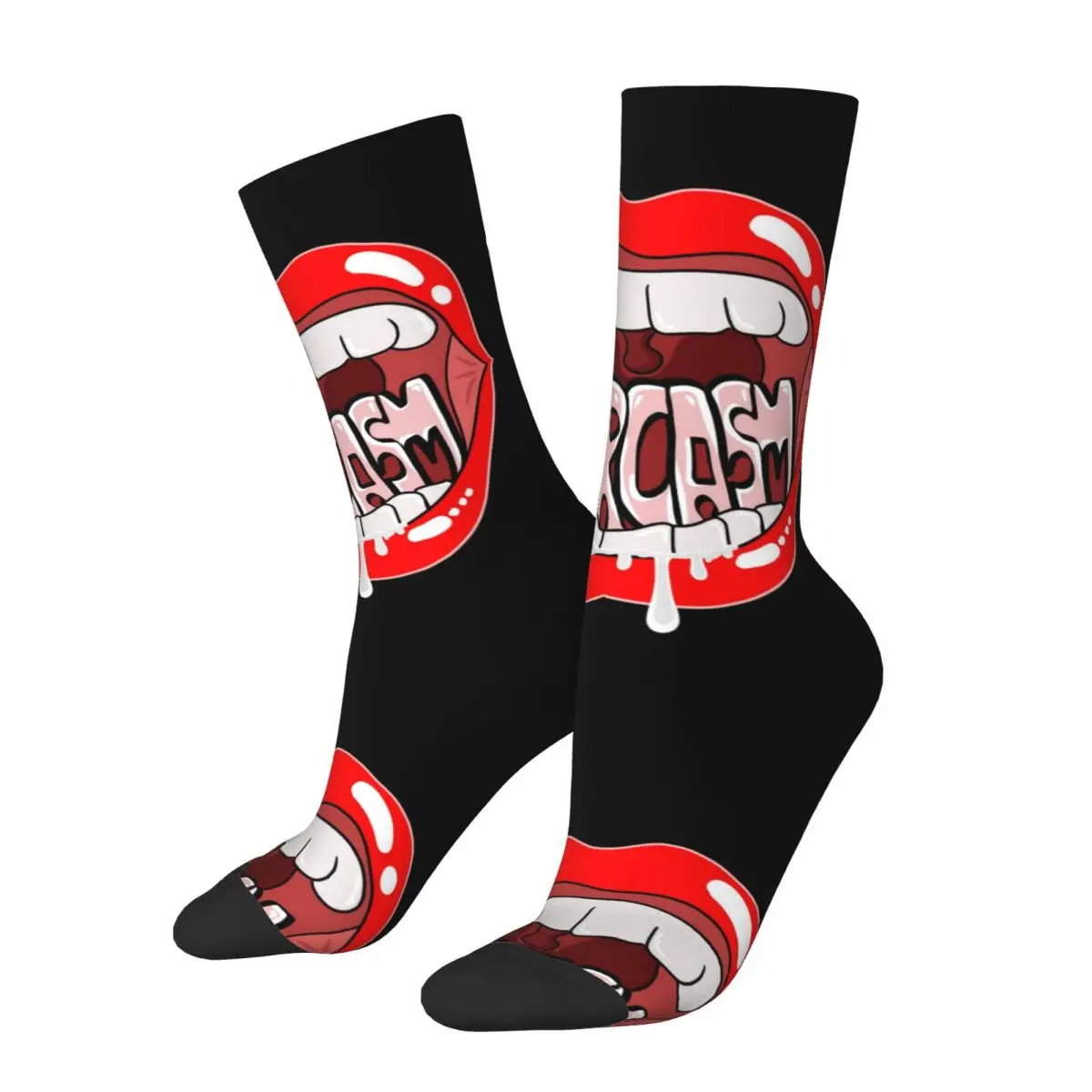 Hip Hop Retro Say Crazy Men's Compression Socks Unisex Mouth Harajuku Seamless Printed Funny Novelty Happy Crew Sock Boys Gift