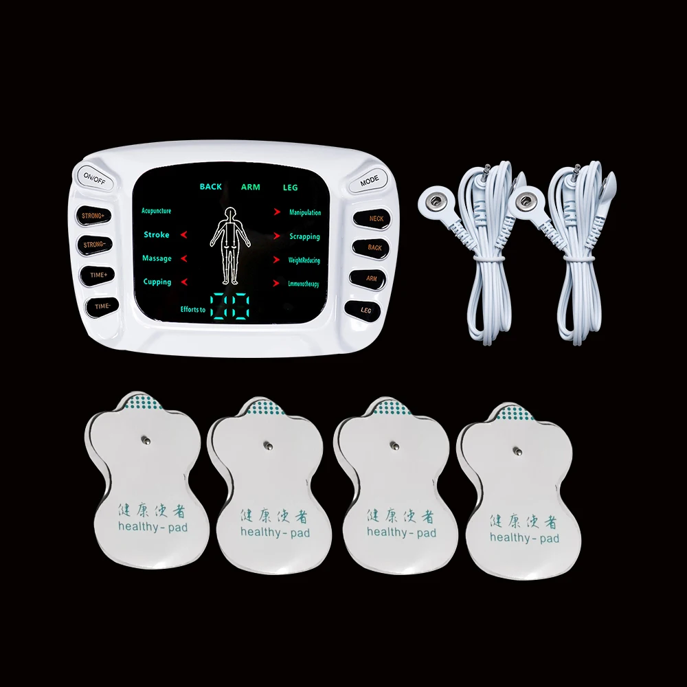 

8 Modes Tens Machine Unit 4 Electrode Pads for Pain Relief Pulse Massage EMS Muscle Stimulation Tens Electroestimulador