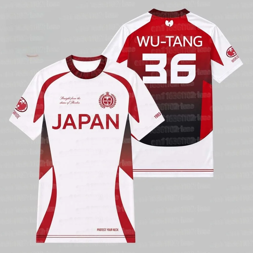 Mexico Soccer Jersey Wu-Tang Clan Hip Hop Band Print Short Sleeve Gradient Red Green 36 Number Vintage Sports Tee FamilyMatching