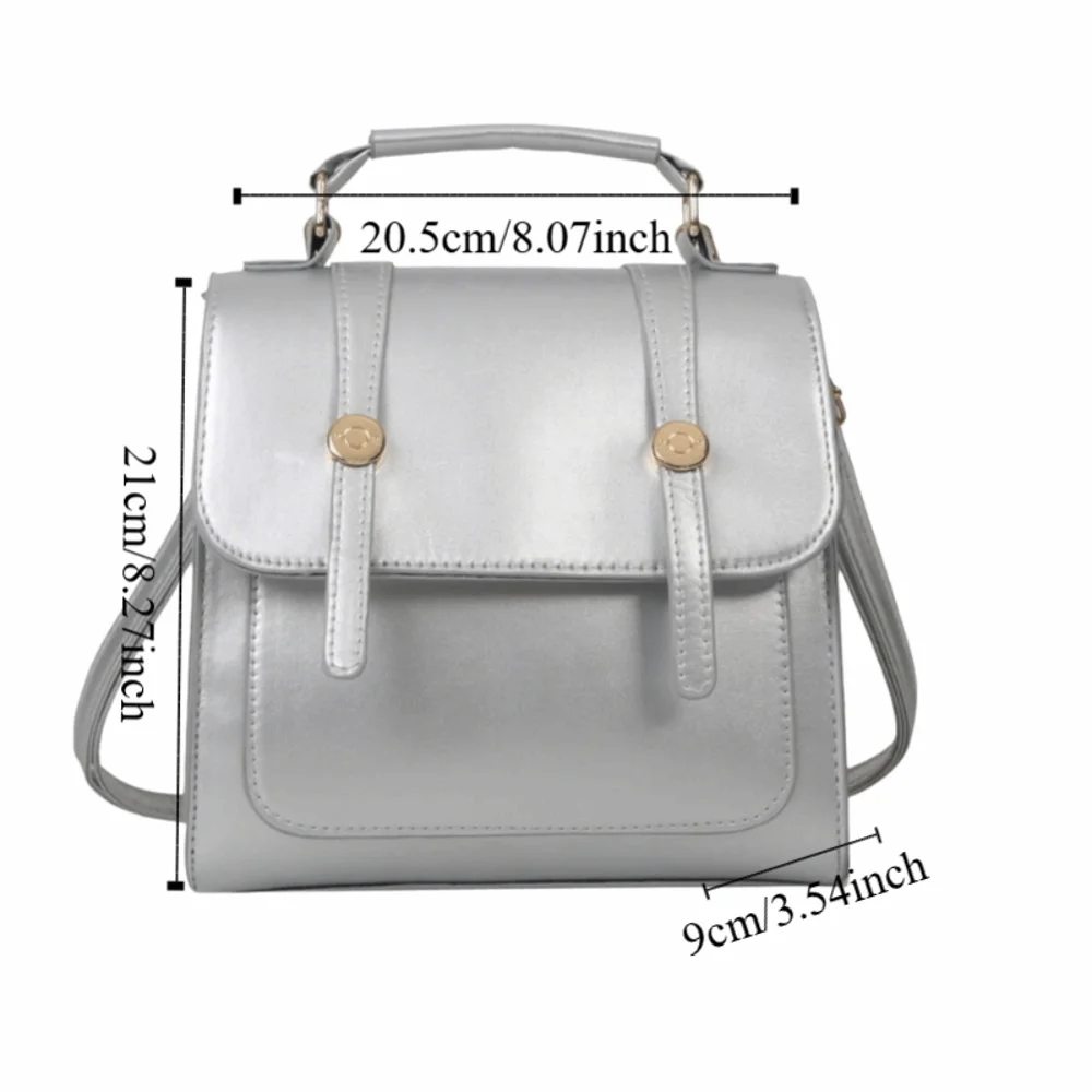 Elegant Minimalist College Style Ruckpack Large Capacity PU Leather Square Crossbody Bag Handbag Pure Color Travel Backpack Gift
