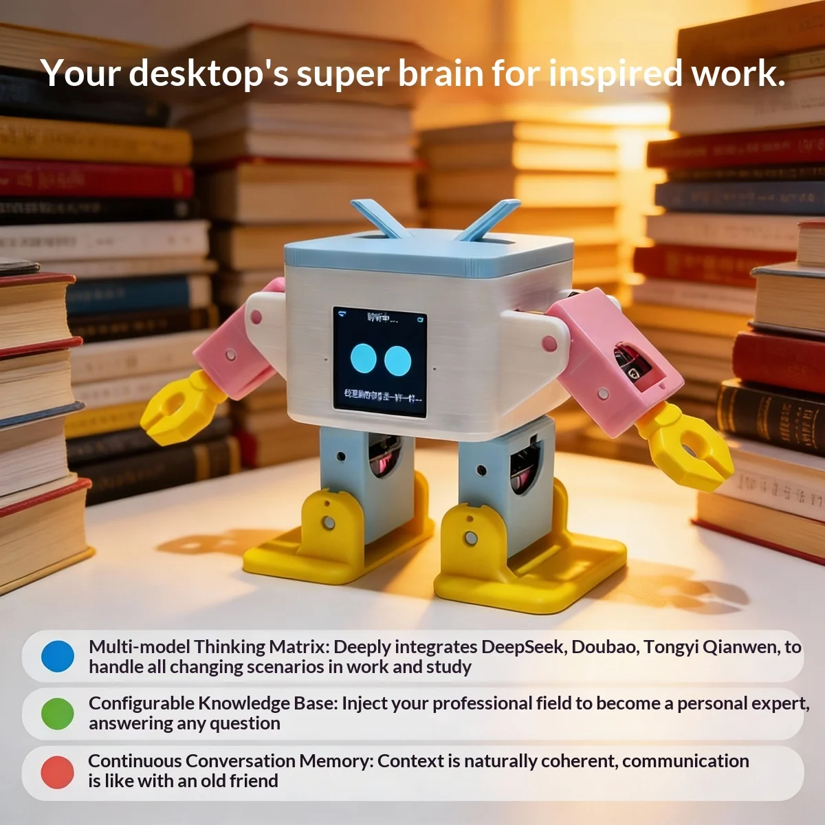 روبوت أوتو المكتبي المدعوم بالذكاء الاصطناعي من ديب سيك مع ميزات الموسيقى والرقص والتفاعل الصوتي، هدية مثالية لجميع الأعمار والمعجبين