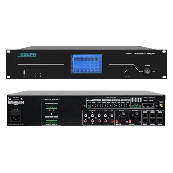 Amplificatore mixer zona commerciale Sistema PA a matrice multifunzione Amplificatore a matrice audio digitale
