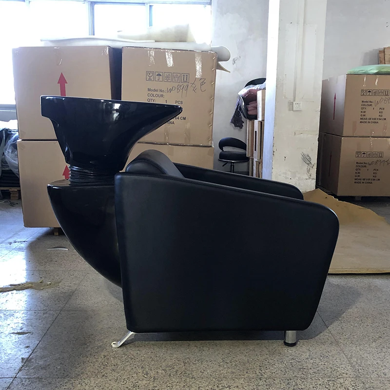 Wholesale Barber Shop Furniture Hair Salon Shampoo Chair Sink Bed Luxury Black Reclining Washing Hair Chair