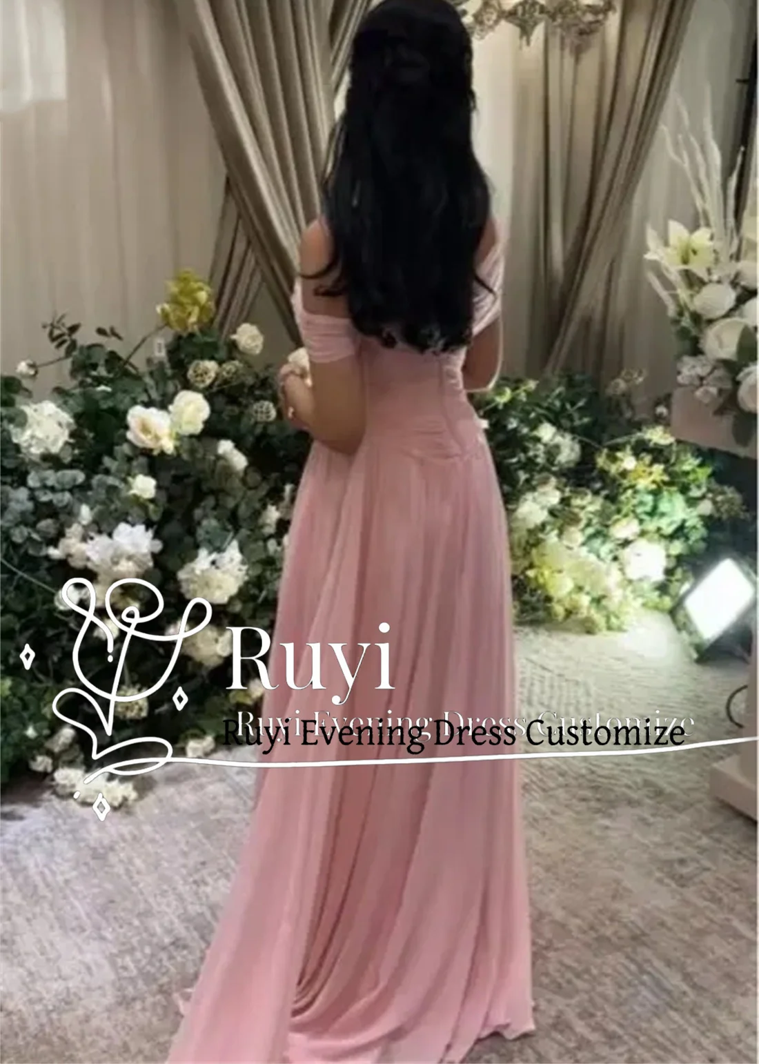 Цветы с открытыми плечами, шифоновые бусы, платье для выпускного вечера по индивидуальному заказу, плиссированные вечерние платья без рукавов с молнией сзади, вечерние платья