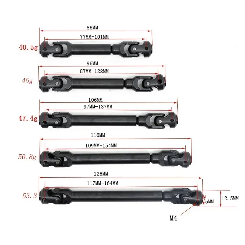 95-110 MM 105-140 MM Gehard Staal Aandrijfas voor 1/10 RC Crawler Auto Axiale SCX10 90046 CAPRA TRXS TRX4 Redcat Gen8