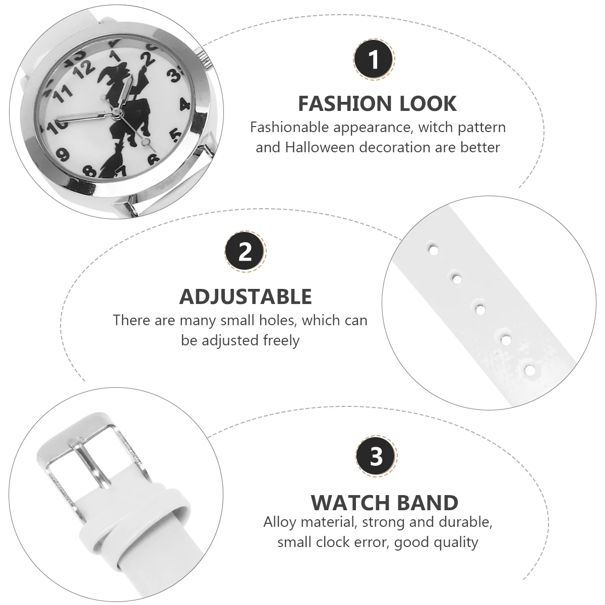 

Kids Watches Luminous Pointer Quartz White Child Halloween Witch Pattern Durable Gift Lightweight Comfortable Strap Matching