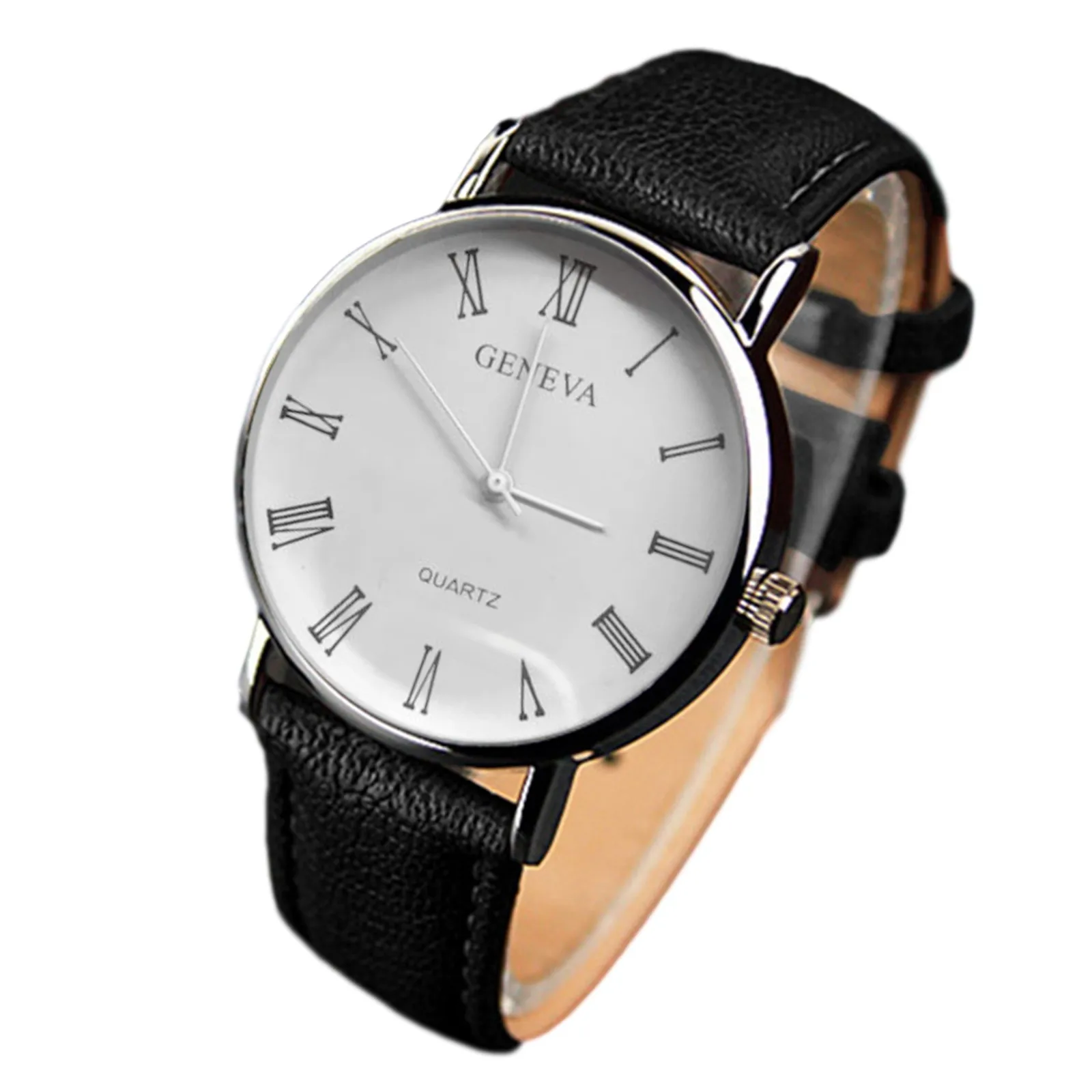 Reloj de pulsera de cuarzo para hombre, reloj deportivo con correa de cuero, informal, de negocios, resistente al agua, esfera Blu-ray Simple a escala Romana