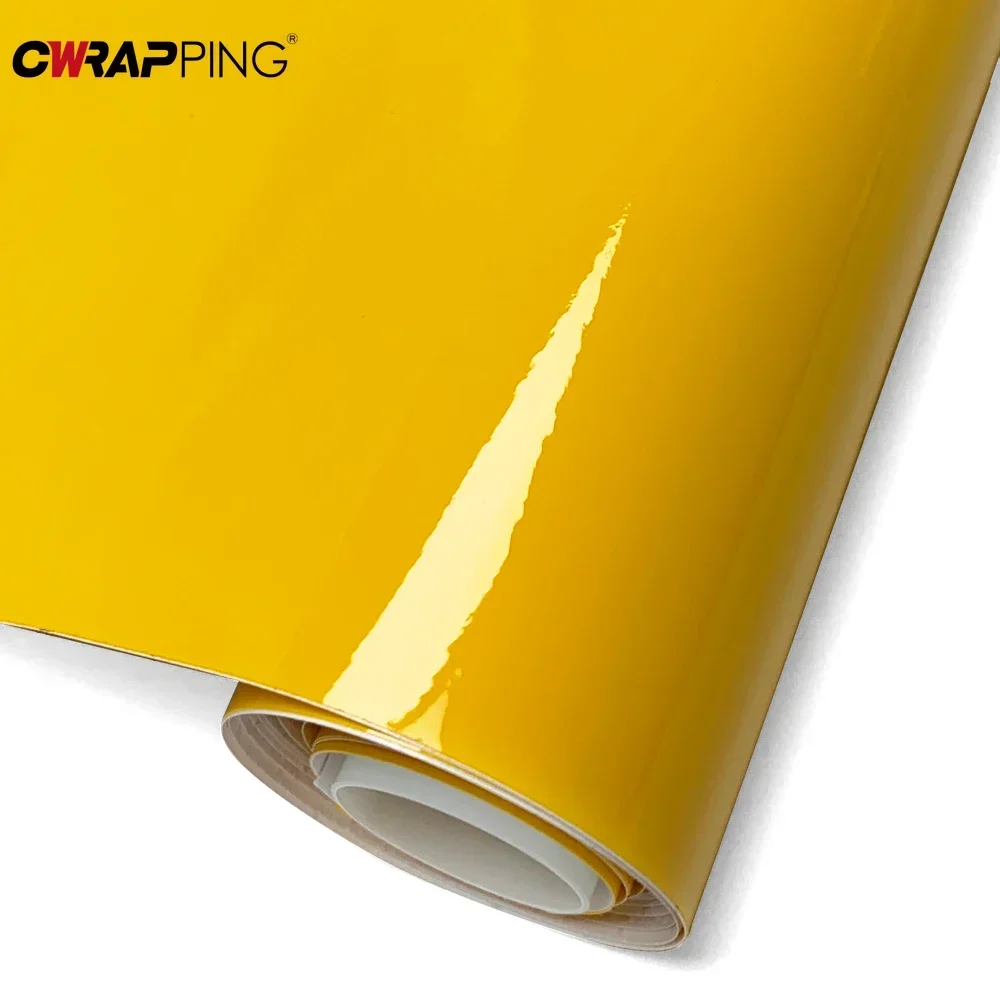 Car Sticker Vinyl Wraping Glossy Vinyl Wrap Waterproof Adhesive Vinyl Yellow Motorcycle Stickers Auto Film Covers for Car Decals
