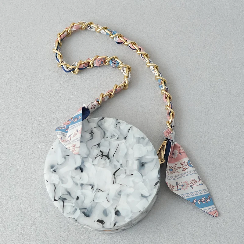 

New Fashion Brand Woman Handbag Accessory Chains Detachable Floral Print Metal Silk Shoulder Strap Women DIY Chain Bag Handles