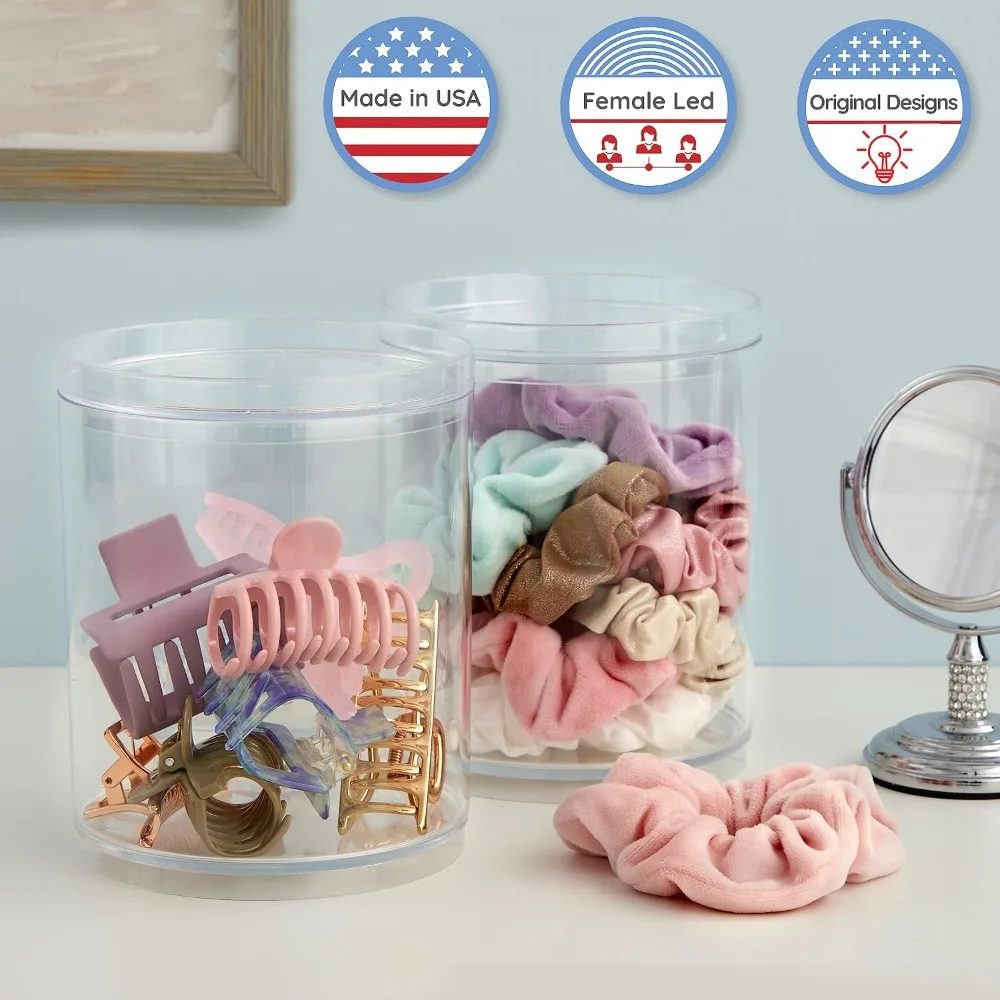 Stackable Clear Plastic Scrunchie Holder Set of 2 - Vanity Organizer for Hair Accessories & Beauty Supplies view 2