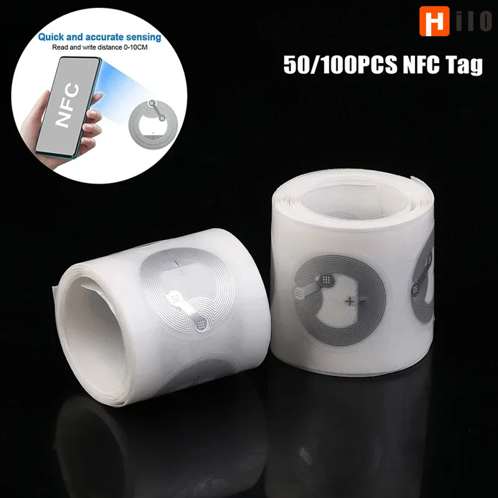 hilo-50-100-個-nfc-タグ-nfc215-チップラベルステッカー-rfid-電子ラベルステッカーアクセス制御スマートキー書き換え可能