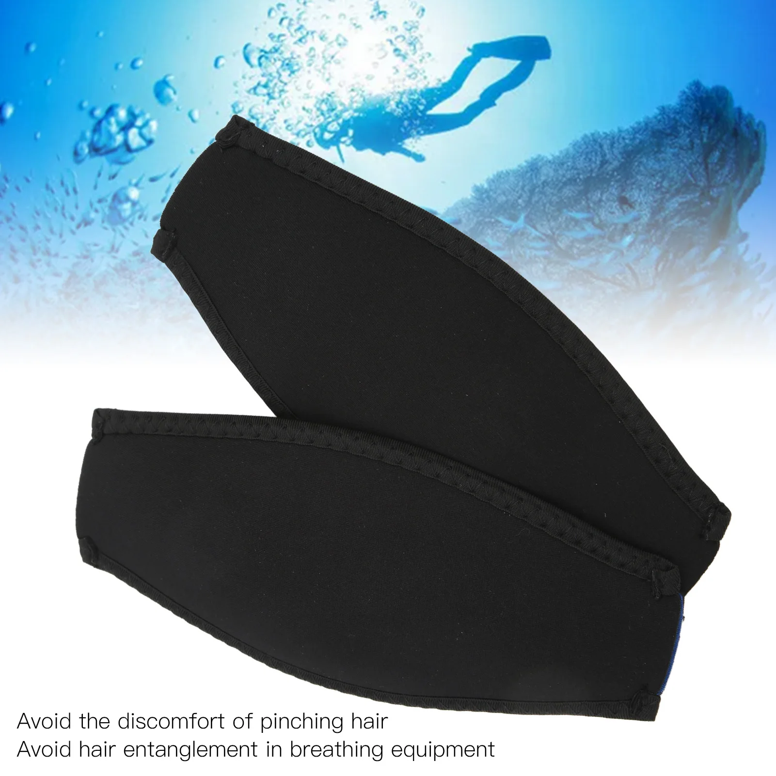 2pcs Dive Mask Strap Black Neoprene Material Stabilizing Safety Dive Wrapping Strap for Men Women Dive Wrapping Strap