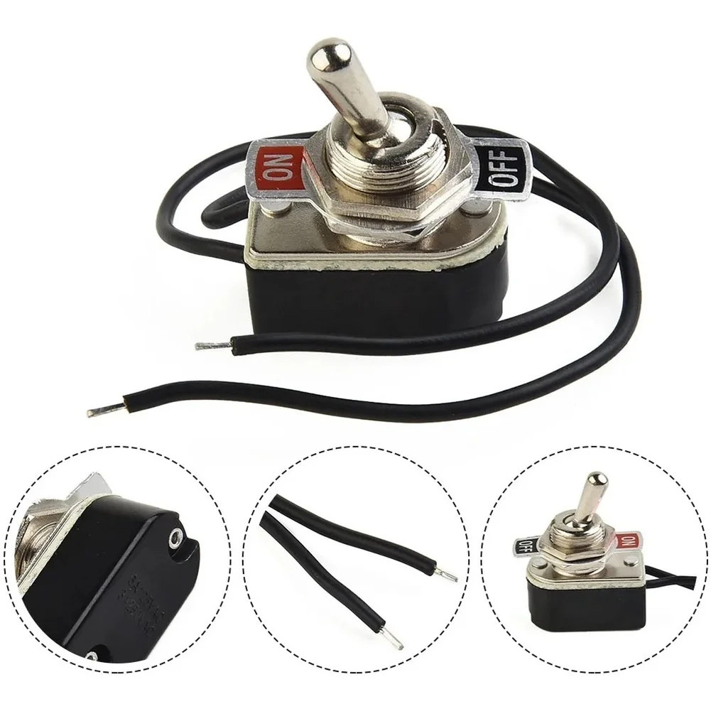 2026 New Tool SPST 6A Toggle Switch Rocker SPST Contacts Switch Toggle with Wire Switch 12mm Cutout 1PCS 6A/125V Black+Silver