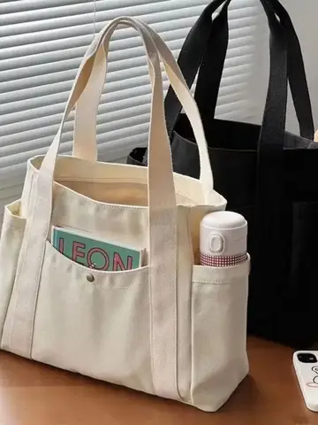 Large Capacity Canvas Tote Bags for Work Commuting Carrying Bag College Style Student Outfit Book Shoulder Bag Shopping Bag