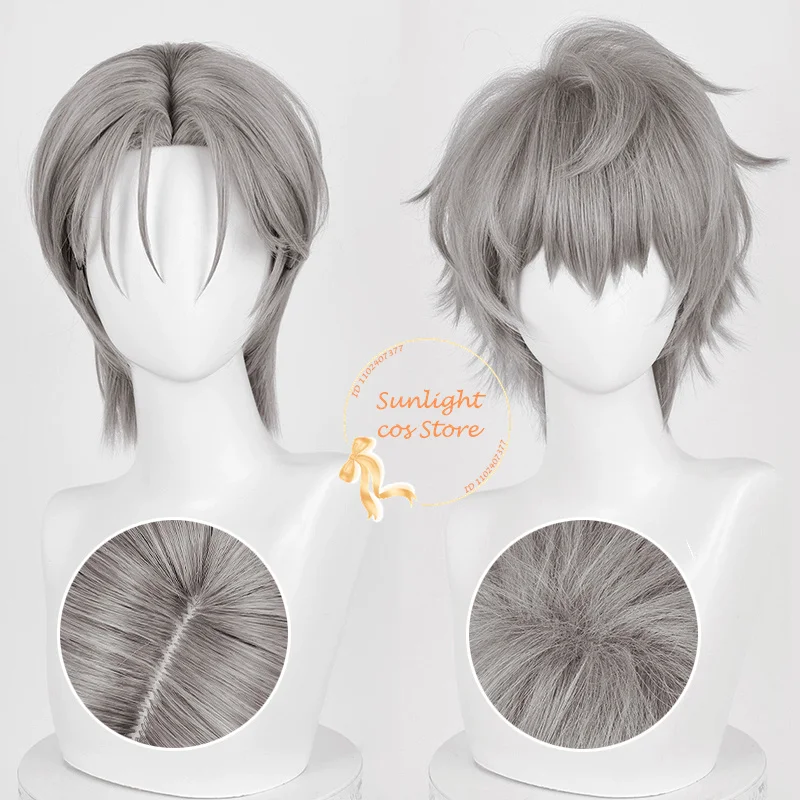 2 Styles Till Cosplay Wig 30cm Short Grey Hair Till Anime Cosplay Wig Heat Resiatant Synthetic Hair Halloween Role Play Wig Cap