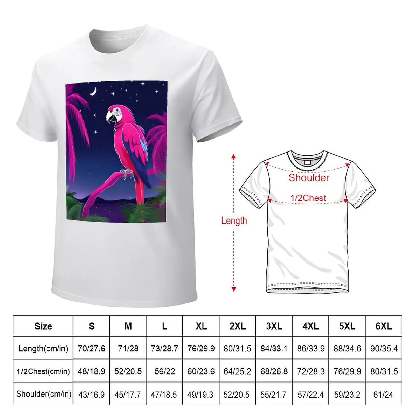 Parrot and palms at evening, sky fall of stars, exotic vibes T-Shirt summer clothes hippie clothes oversizeds men workout shirt