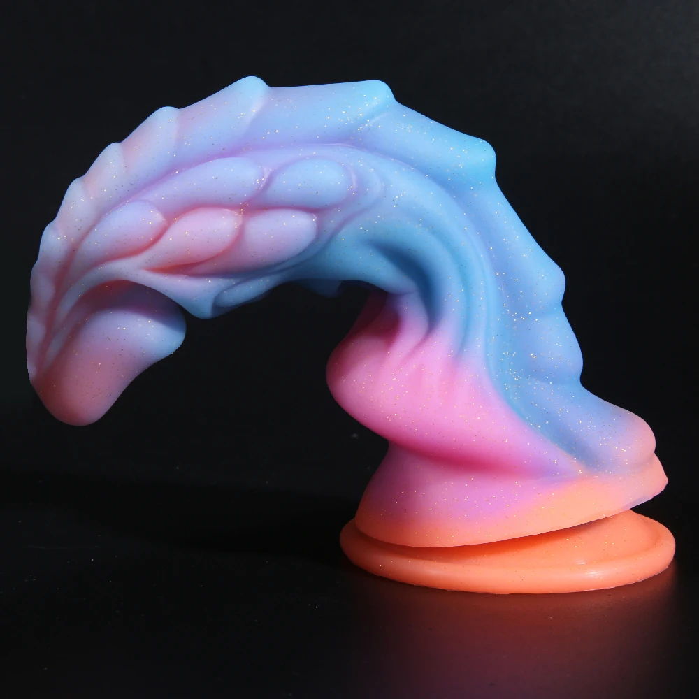 Nuovi vibratori luminosi colorati luminosi pene enorme punto G anale butt plug donne giocattoli a forma di drago mostro dildo con ventosa