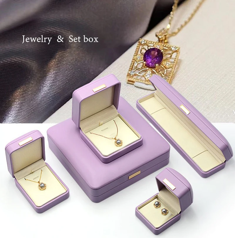 Mauve Microfiber Soft PU Leather Jewelry Organizer Jewelry Earrings Necklace Exquisite Pearl Box Three Gold Box new 2025