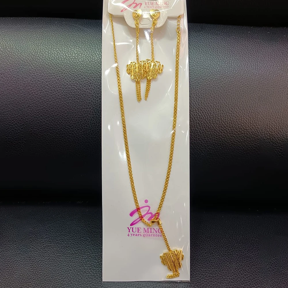 YM Äthiopien Gold Farbe Schmuck Set Trend Damen elegante Tropfen Ohrringe und Halskette 18 Karat vergoldet Schmuck Accessoires Party Geschenke 5