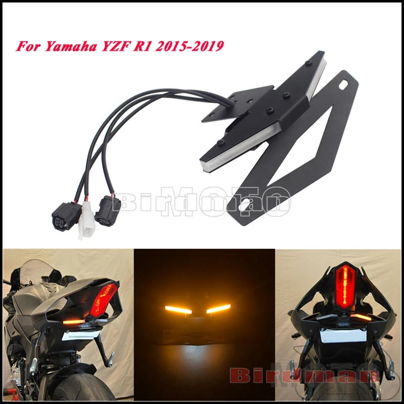 

Motorcycle LED Fender Eliminator For Yamaha YZF R1 2015-2019 Black Tail Tidy License Plate Holder Bracket W/ Turn Signal Light