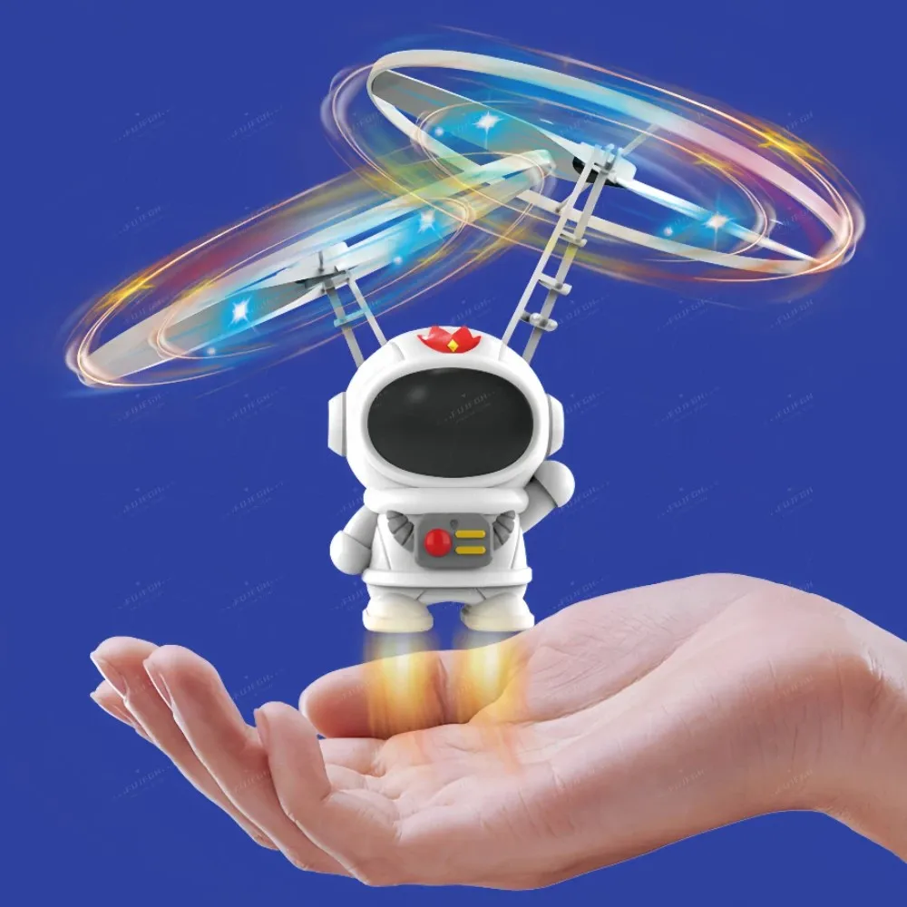 Flying Robot Astronaut Toy Aircraft High-Tech Hand-Controlled Drone Interactive Dual Wings with Lights Outdoor Gifts for Kids