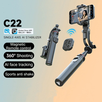 AI Face Tracking Handheld Gimbal Stabiliser 360° Shoot,Magnetic Remote Selfie Stick Tripod for Smartphone,1/4'' Screw for Camera