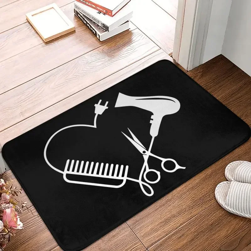 Hairdresser Salon Barber Hairstylist Floor Door Kitchen Bath Mats Anti-Slip Scissors Comb Doormat Entrance Rug Carpet Footpad