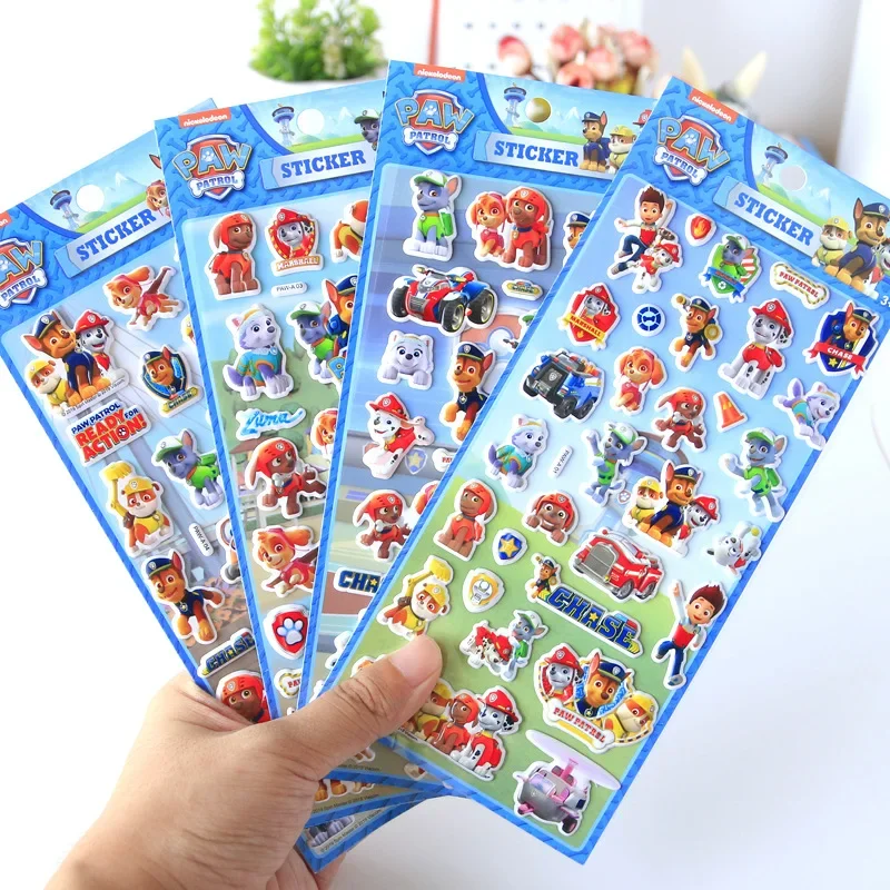 Paw Patrol Bubble Sticker Toy Cute Cartoon Patrol Canine Anime Figure Chase Skye Masks 3D Stickers Kids Birthday Party Supplies