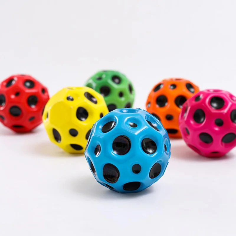 Useful Hole Ball Soft Bouncy Ball Anti-fall Moon Shape Porous Bouncy Ball Kids Indoor Toy Ergonomic Design