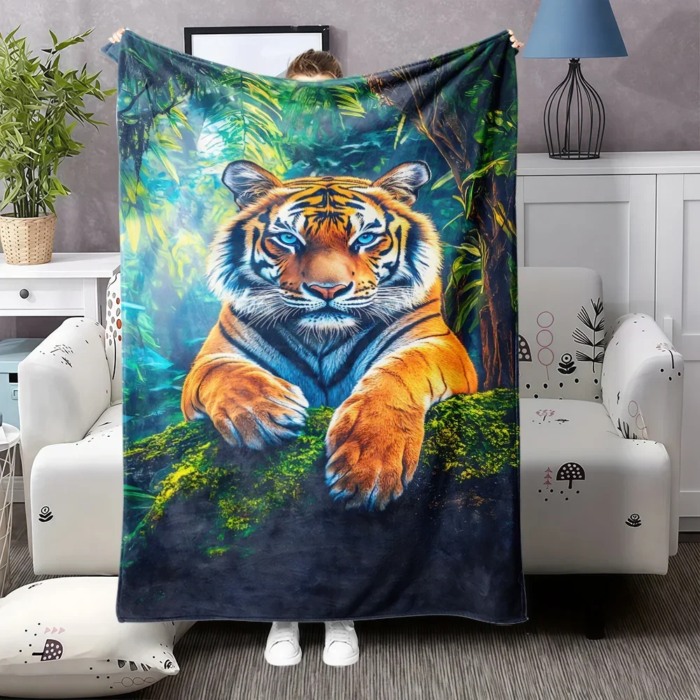 

pc Tiger Pattern Flannel Blanket Nap Blanket Lap Blanket Air Conditioning Cover for Sofa Bed Gift for Family