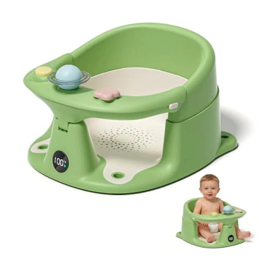 

Детское сиденье для купания для малышей от 6 месяцев с термометром, нескользящее, для безопасного сидения, для новорожденных, для ванной.