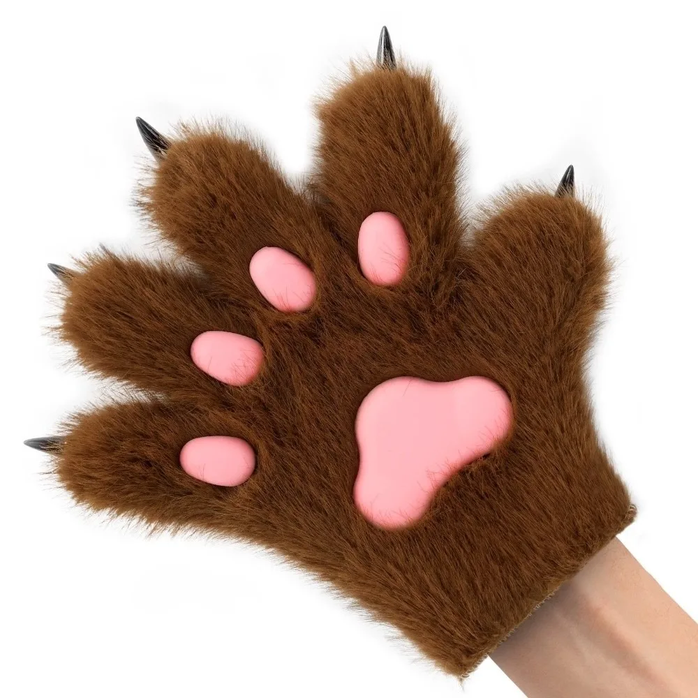 

Милый мультяшный костюм для косплея, перчатки, пушистые утолщенные плюшевые перчатки с кошачьей лапой, теплый реквизит для косплея, варежки с когтями щенка, подарки