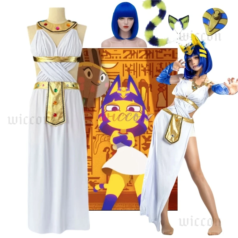 

2025 Animal Crossing Ankha Queen Dress Egyptian Game Role Play Halloween Carnival Costume