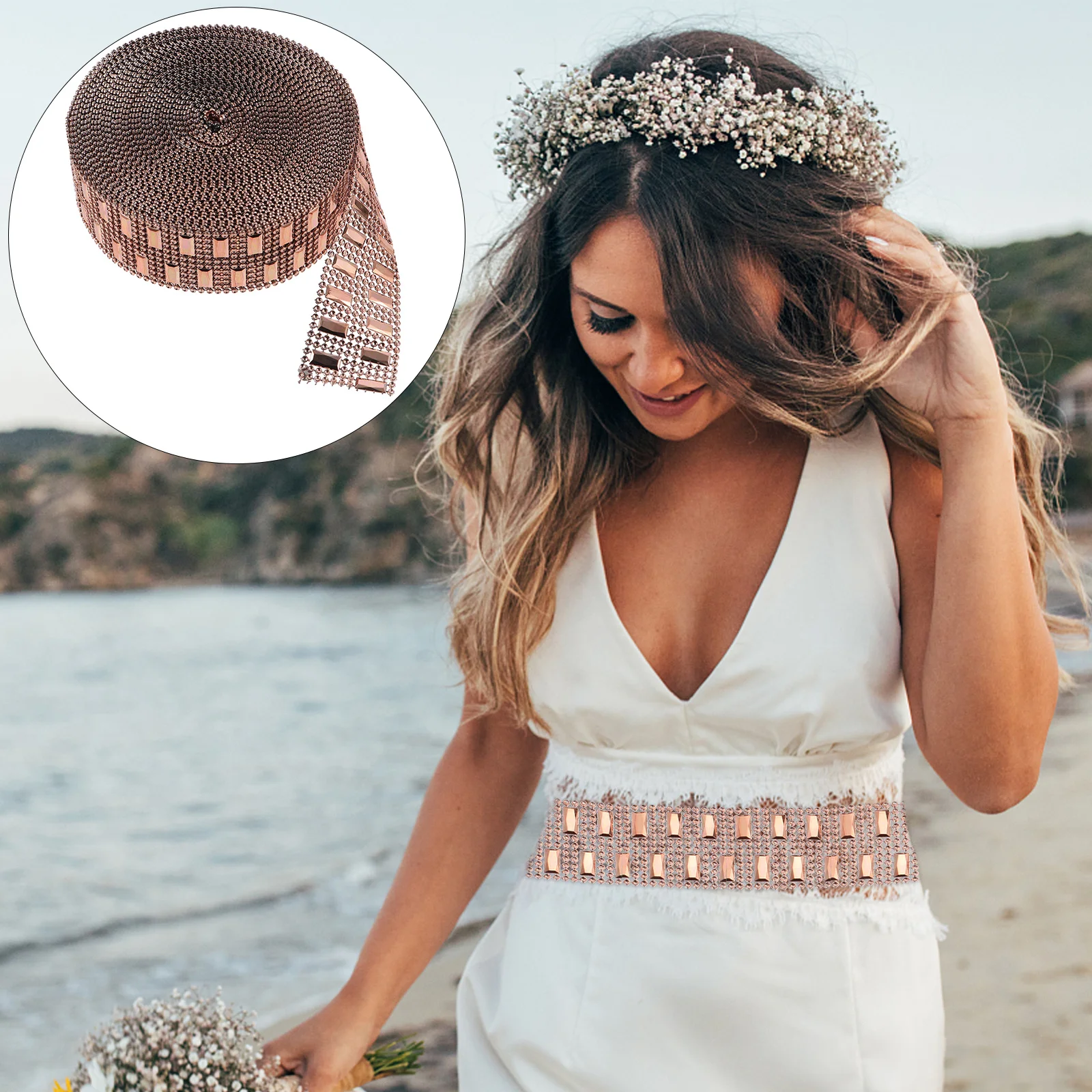 1ロール10ヤード8列ラインストーンダイヤモンドリボンDIYクラフト用品キラキラ装飾ウェディングパーティーフェイクジェムトリム手工芸品