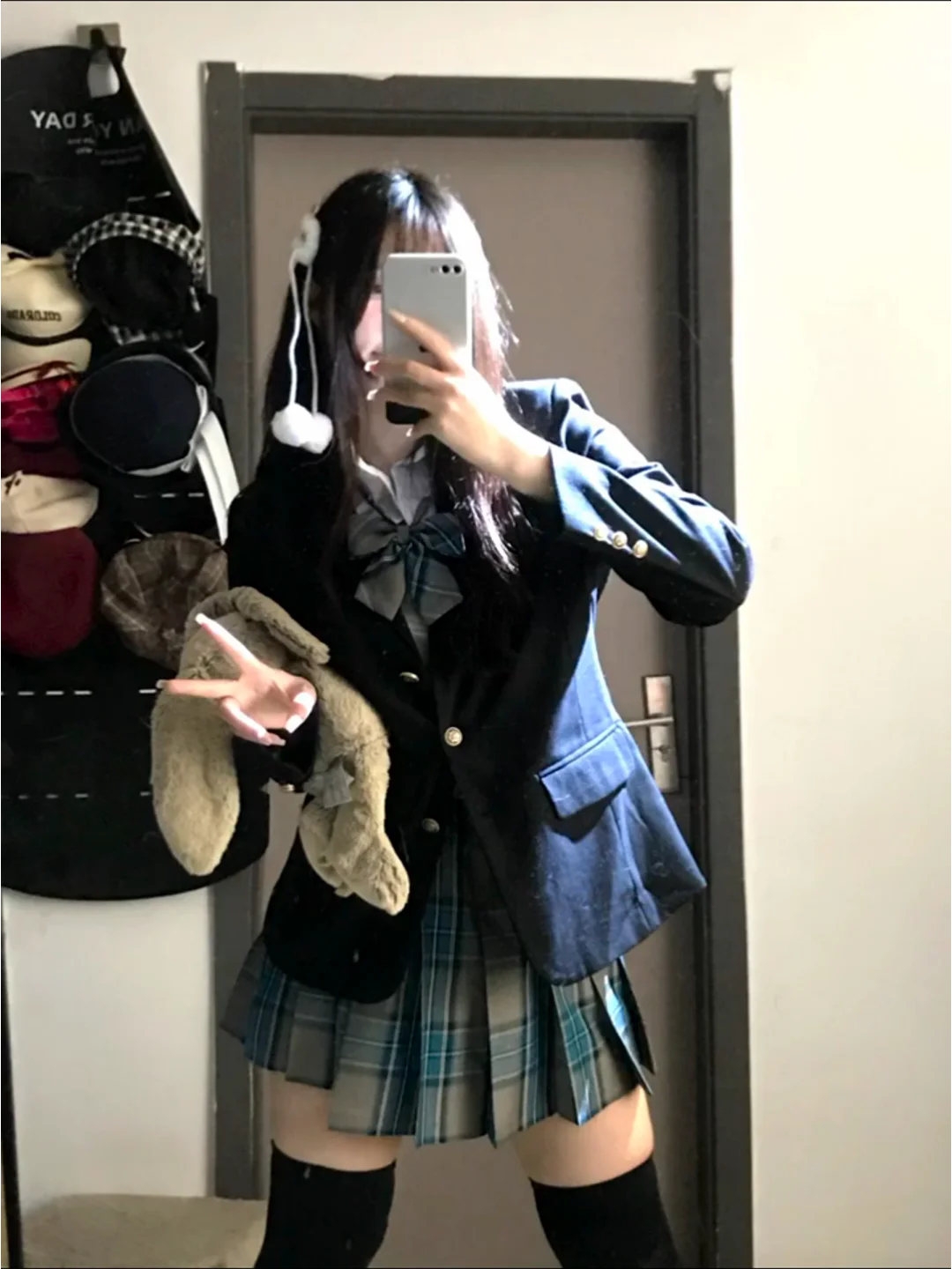 

Women's orm Suit Jaet with Pleated Skirt And Long Sve irt Autumn Winter Set High Waist for College Students