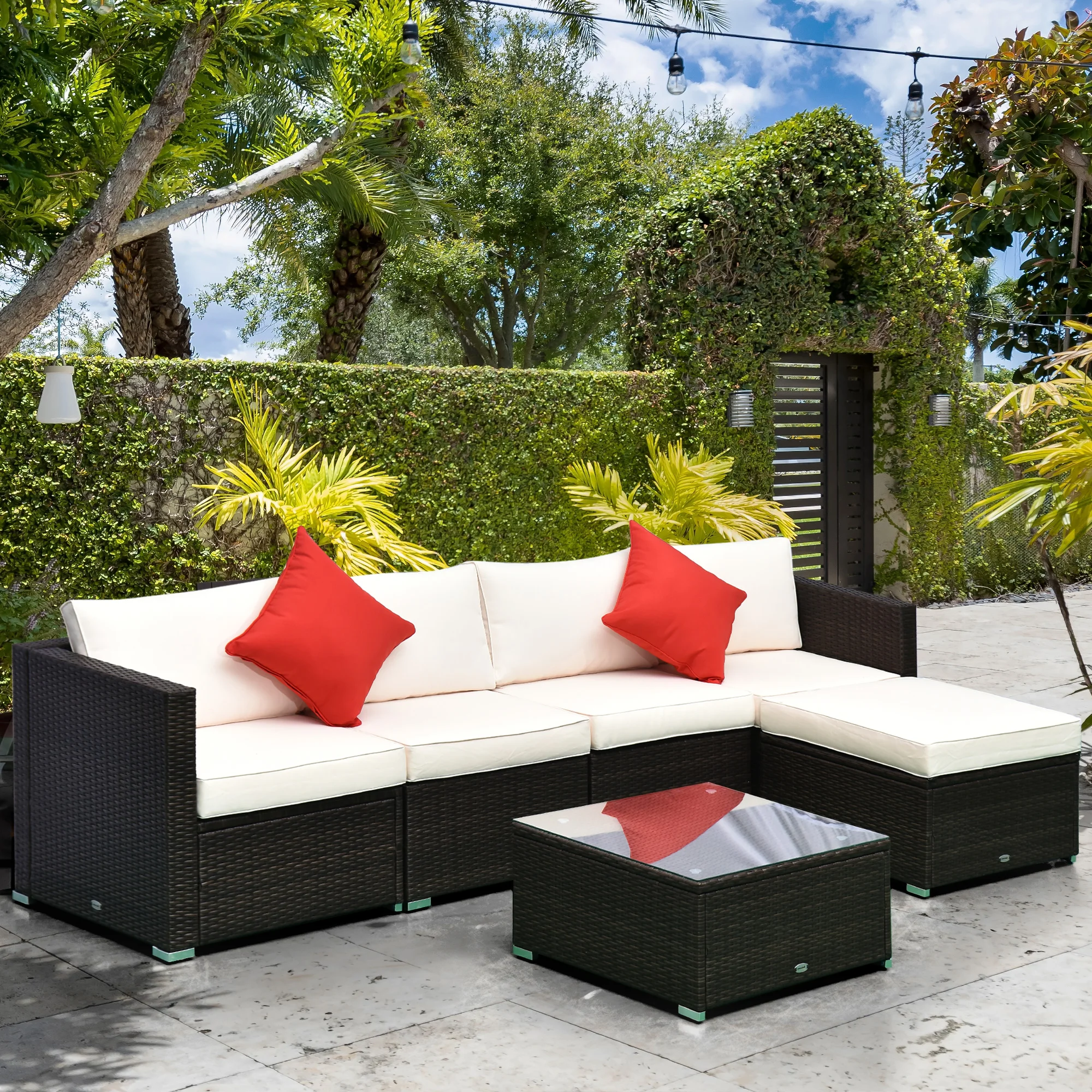 6 PCS Outdoor Rattan Sofa Furniture Infinite Options & Pure Comfort White