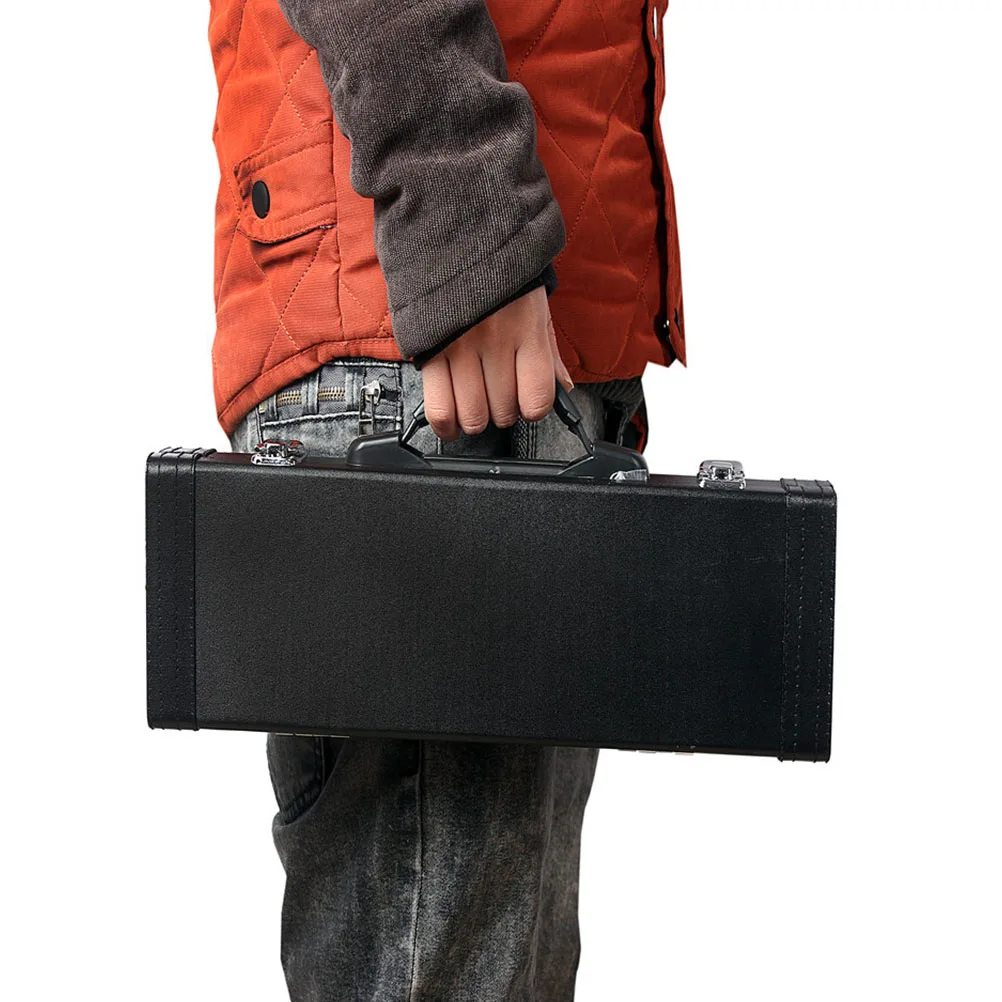

1pc 16 Hole Storage Box Waterproof Portable Storage Box Dustproof Portable Wind Instrument Case Black For Accessories