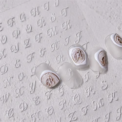 1pcs 5D Retro English Nail Art Charms Black White Letter Self Adhesive Slider Press on Nails Decorations Decals Accessories DIY