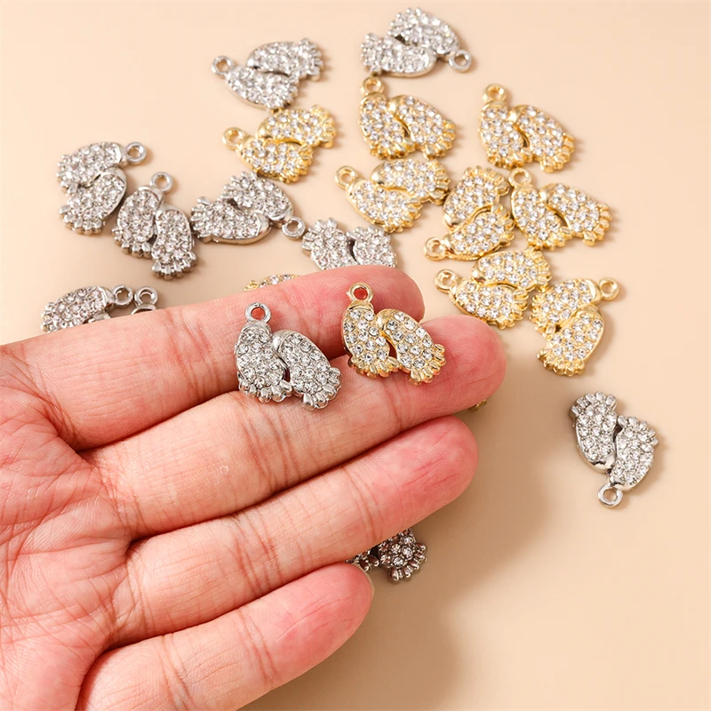 20 Stück 16 x 19 mm niedliche Fußabdruck-Anhänger aus Kristalllegierung für die Schmuckherstellung, Tropfenohrringe, Halsketten, DIY-Bastelzubehör – Detail 3