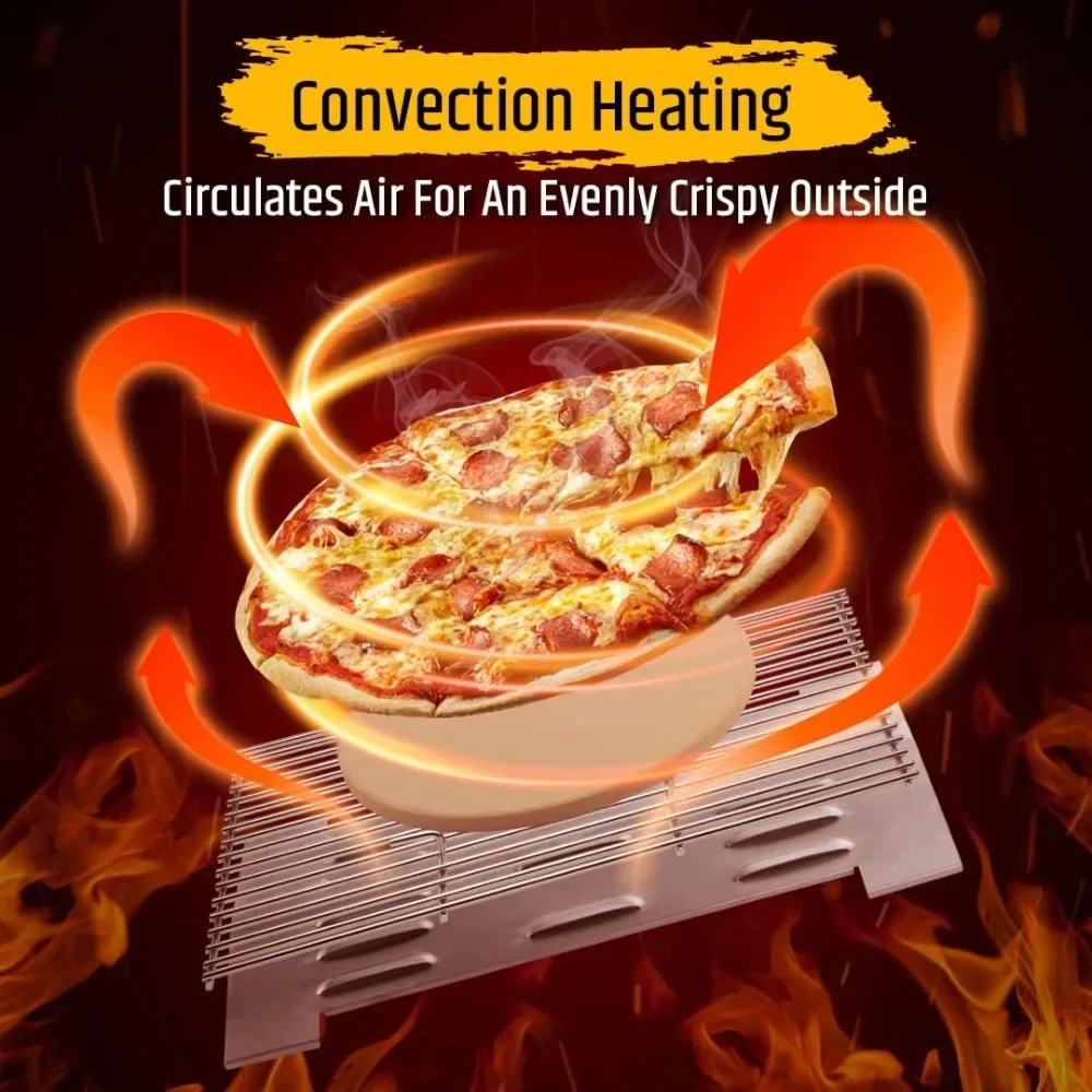 Horno y parrilla portátil para pizza de propano con piedra de 13 pulgadas, termómetro, para acampar, cocinar en el patio