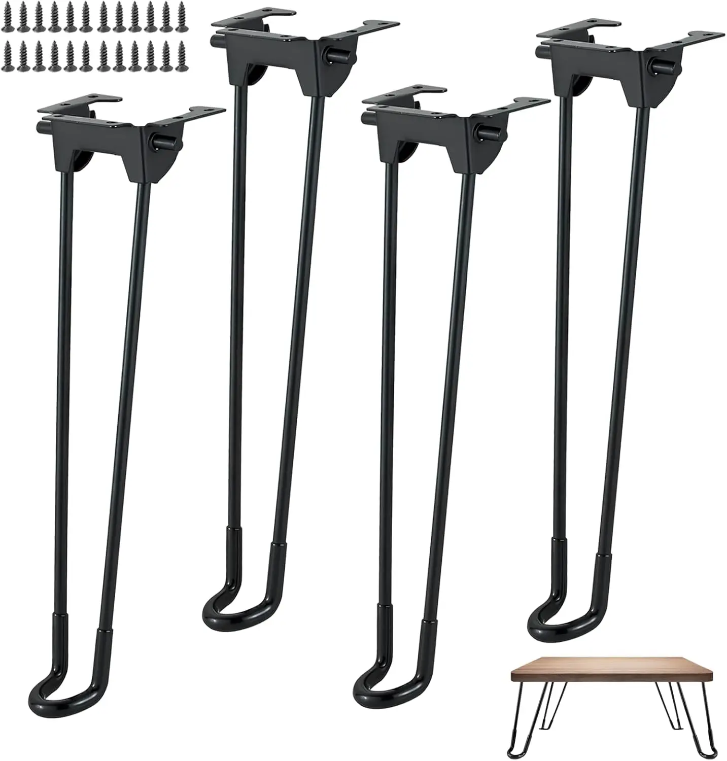 

4Pcs Folding Hairpin Legs, 20 H Foldable Hairpin Furniture Coffee Table Legs, Metal Home Diy Projects Heavy Duty Table Legs For