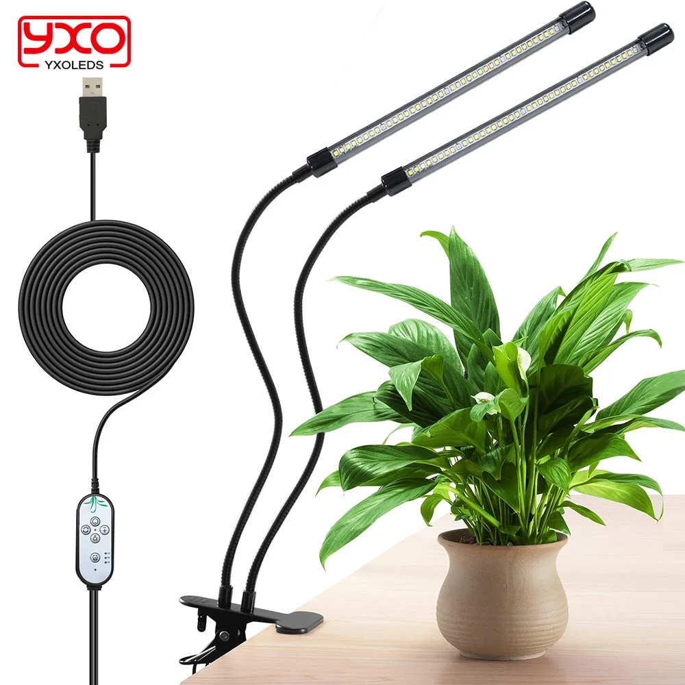 Phytolamp de luz de cultivo USB para plantas con Control, luz LED de espectro completo para cultivo con plántulas, lámpara Phyto con Clip para plántulas de flores para el hogar