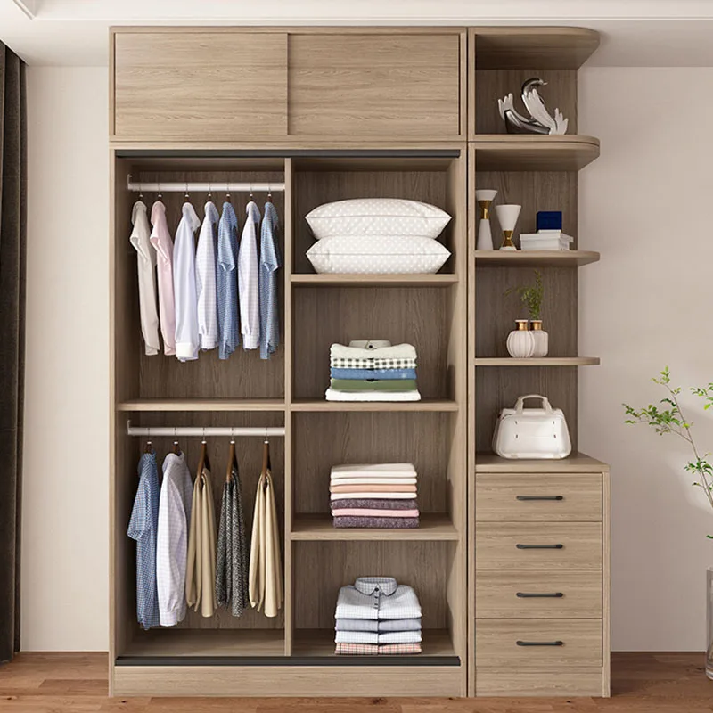 Clothing Luxury Wardrobe Storage Drawer Organizer Sliding Doors Hotel Wardrobe Wooden Closet Systems Roupeiros Furnitures