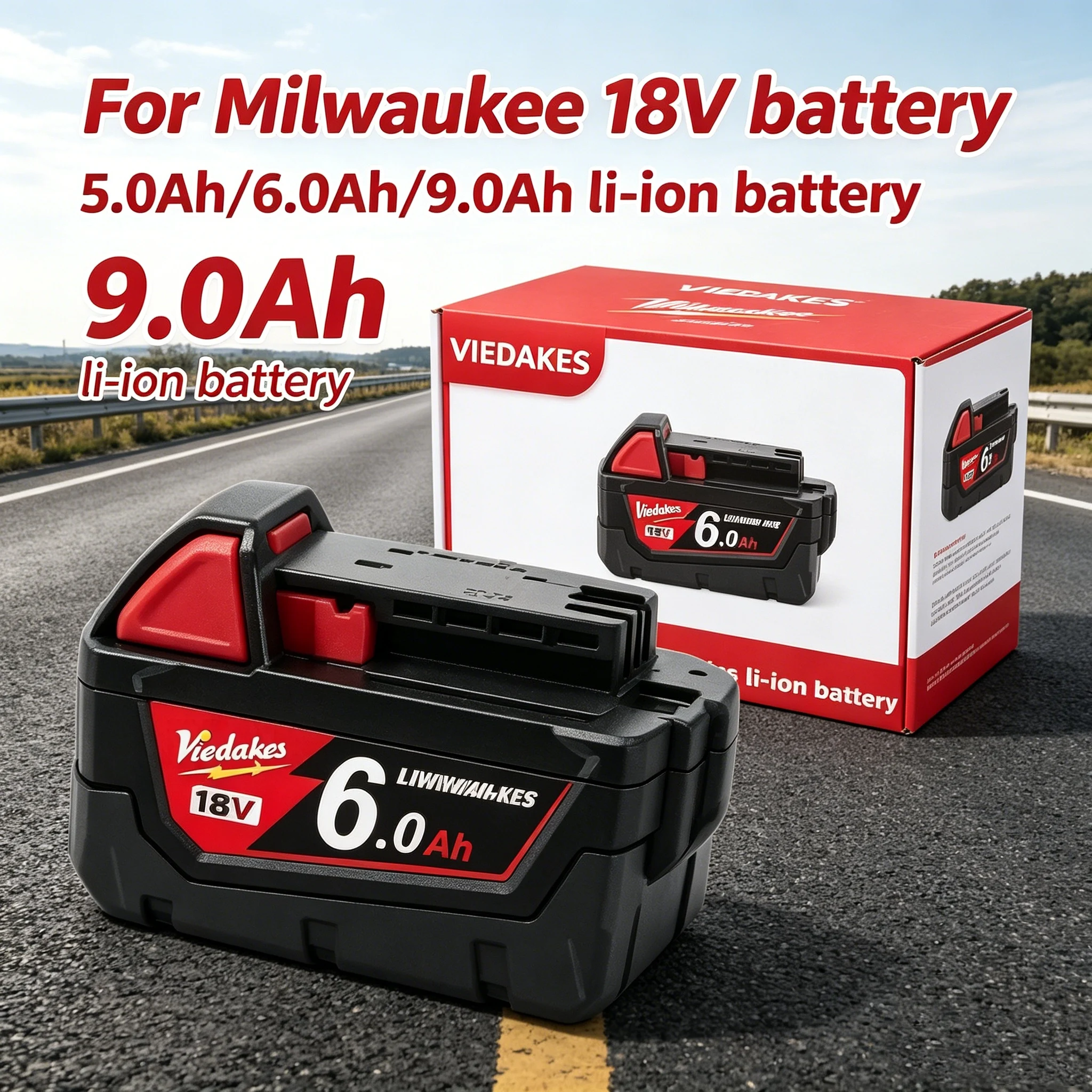 100% Original For Milwaukee 18V Battery 5Ah/6Ah/9Ah High Grade Battery, For M18B5 48-11-2402 48-11-2411 48-11-2401 MIL-12A-LI